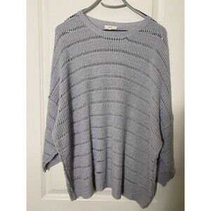 Easel Los Angeles Oversize Loose Knit Drop-Sleeve Sweater Gray L